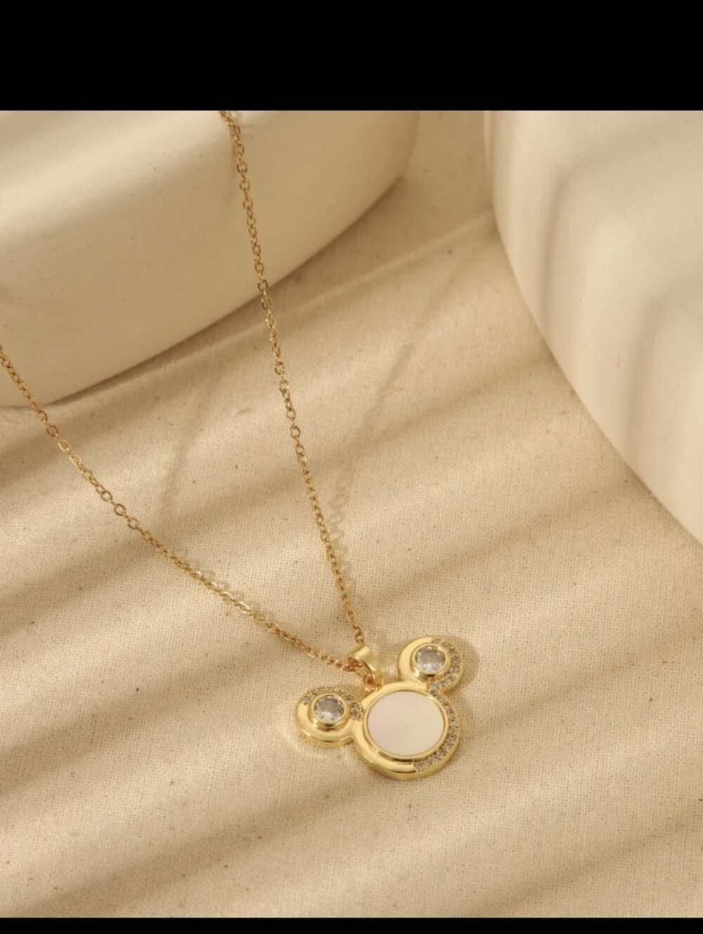 18k Gold Plated Diamond Mickey Mouse Necklace